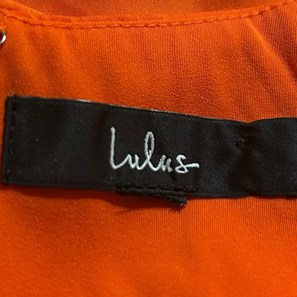 Lulus Women's Orange Joyful Multi Stripe Tie-Back Mini Shift Dress Size Large - Picture 10 of 11